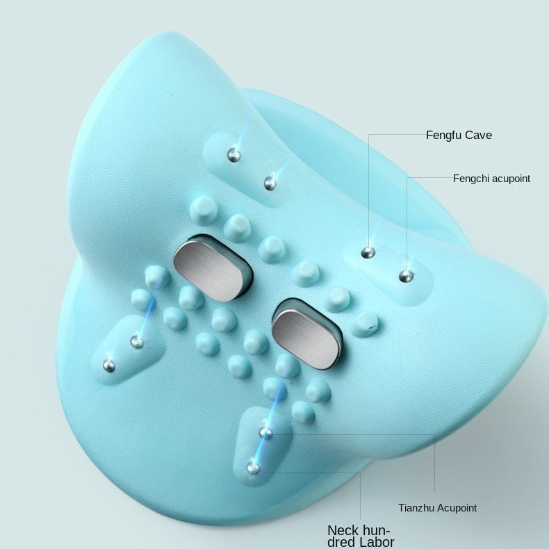 Multi-Functional Neck and Shoulder Massager Pillow Portable Kneading Neck EMS Heat Therapy Pulse Massager