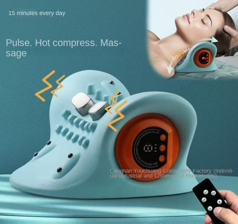 Multi-Functional Neck and Shoulder Massager Pillow Portable Kneading Neck EMS Heat Therapy Pulse Massager