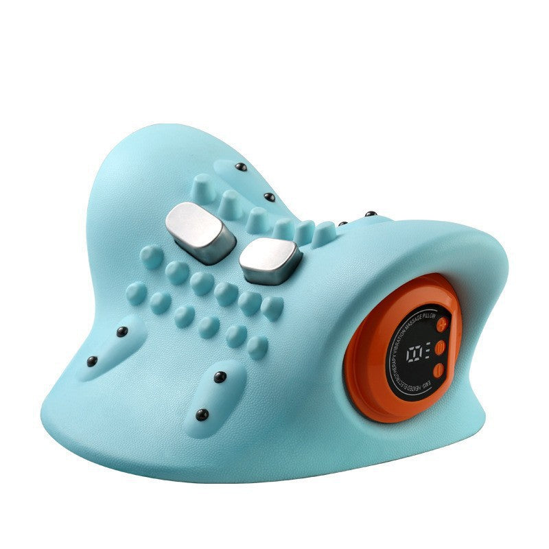 Multi-Functional Neck and Shoulder Massager Pillow Portable Kneading Neck EMS Heat Therapy Pulse Massager